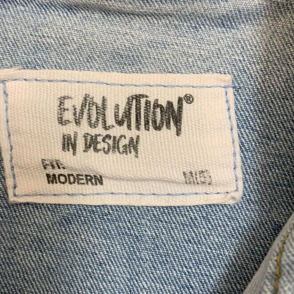 Evolution In Design Denim Jacket Youth Size 5 M Blue Acid Wash Distressed
